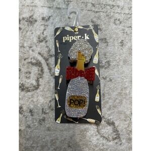 Piper K NWT Champagne Bottle NYE‎ Hair Clip Beaded Sparkle "POP" Girly